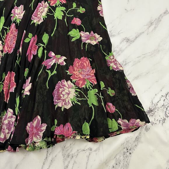 Coldwater Creek Vintage y2k Reversible Midi Skirt Size XL P Black Pink Floral - Picture 3 of 16